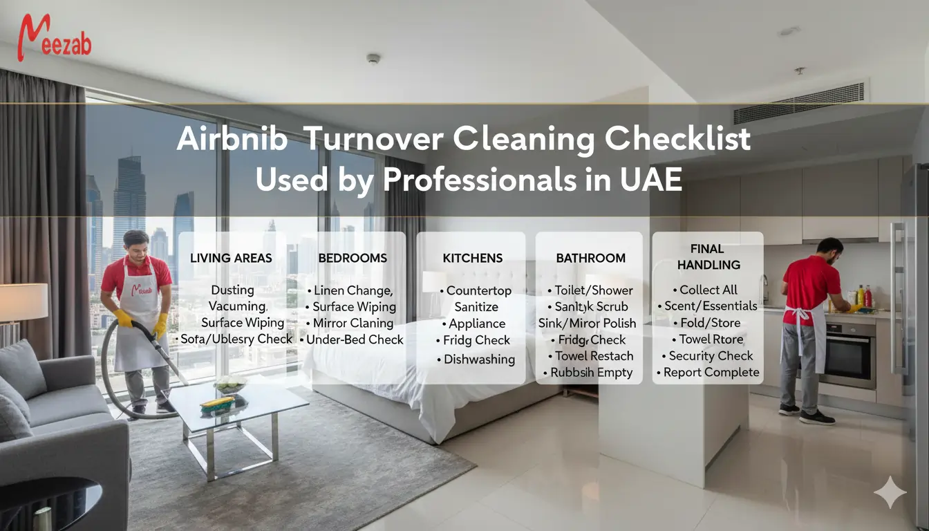 Airbnb Turnover Cleaning Checklist Used by Professionals in UAE - best cleaning company in Dubai