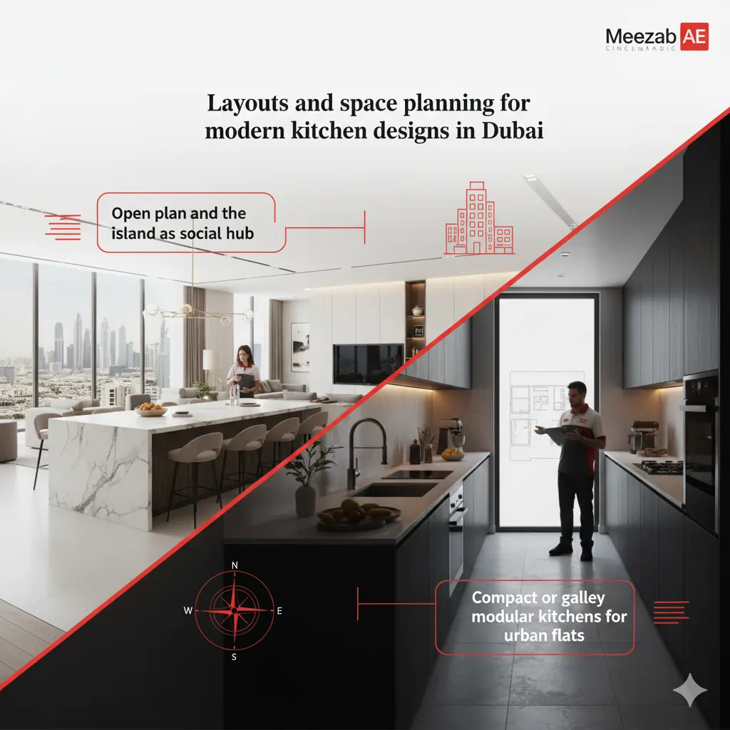 Layouts and space planning for modern kitchen designs in Dubai - Designing Company UAE