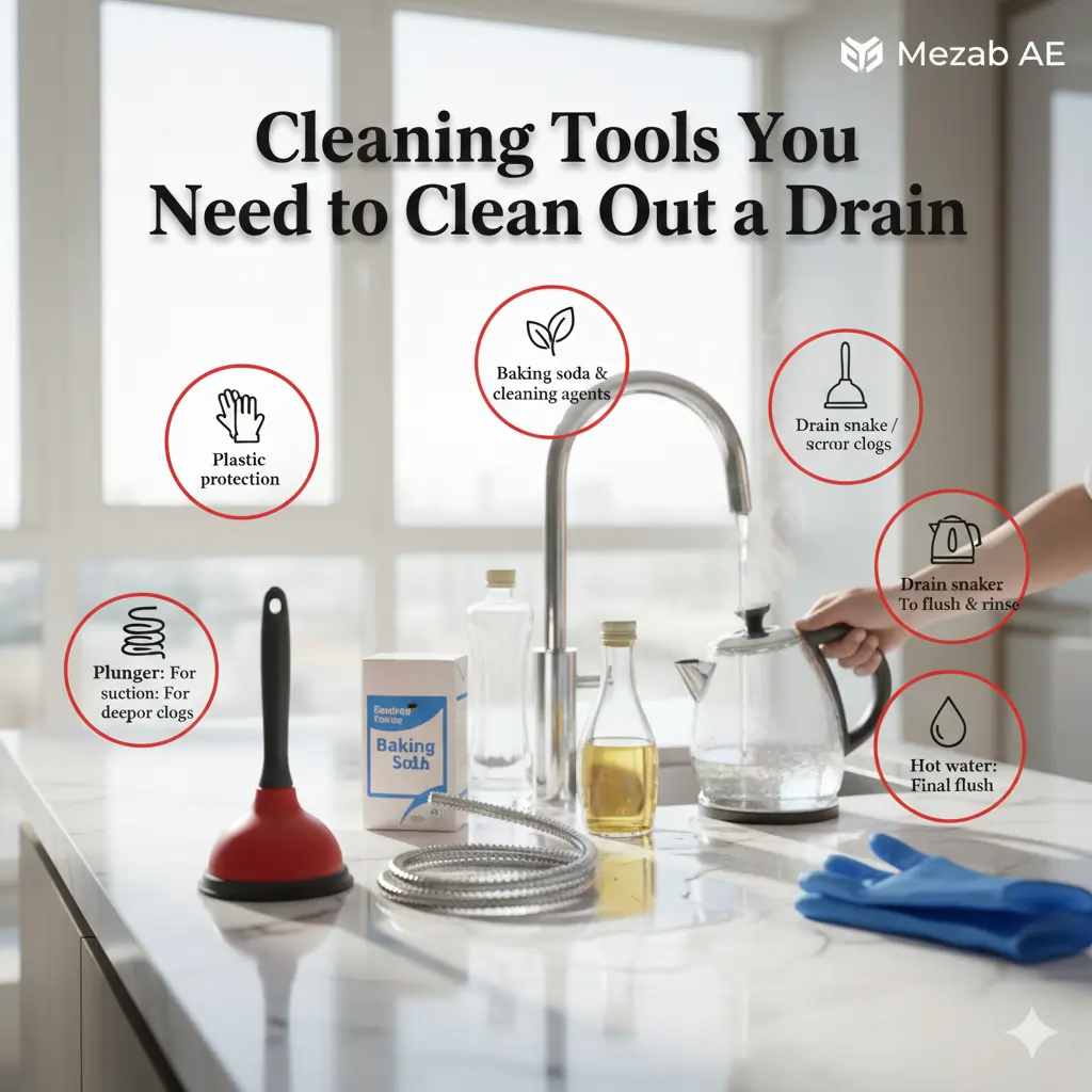 Cleaning Tools You Need to Clean Out a Drain by Cleaning Company in Duabi