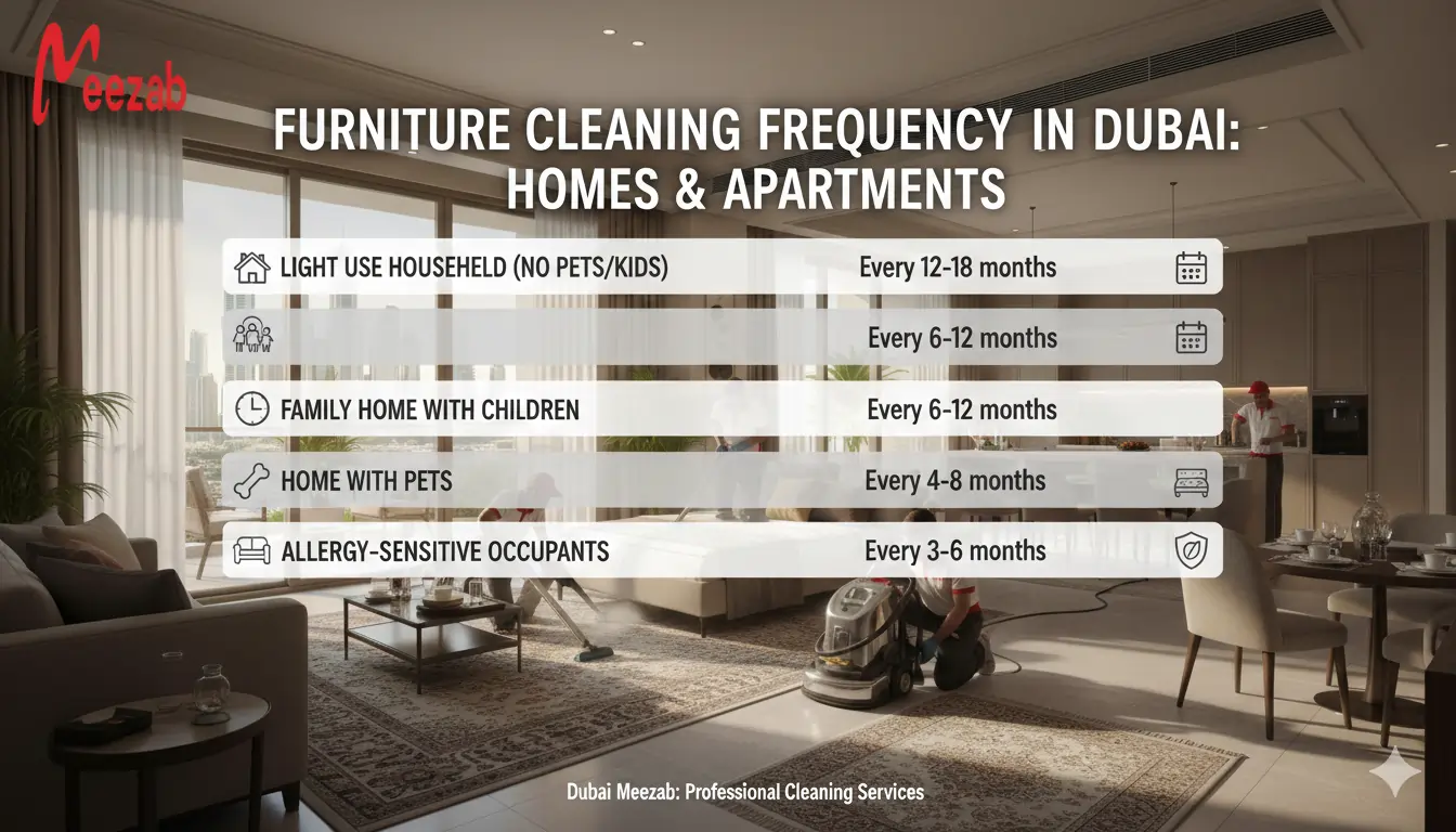 Furniture Cleaning Frequency in Dubai: Homes & Apartments