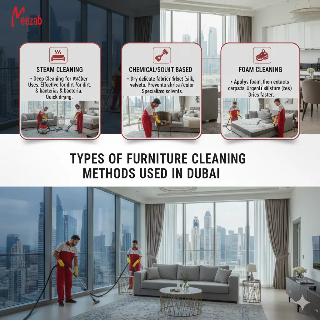 Types of Furniture Cleaning Methods Used in Dubai